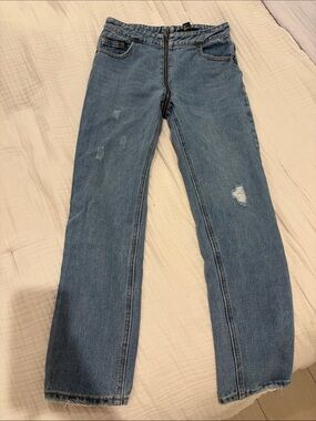 Fun Zipper Forever 21 Straight-Leg Jeans
